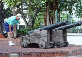 A canon in the center of Key West, Florida